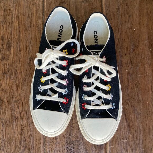 CONVERSE Star Lift Platform Low Floral Embroidered Sneakers Womens size 7 - Picture 14 of 14